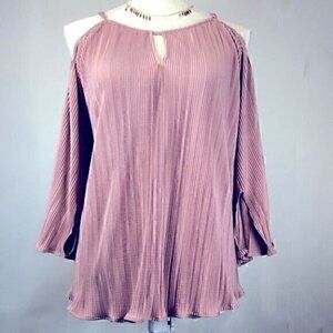 GF Collection Cold-Shoulder Halter Blouse Womens Size Medium Coral Pink Top